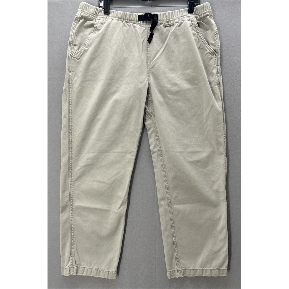 Gramicci Belted Pants Men Utility Climbing Beige Large 27" Inseam Organic Cotton